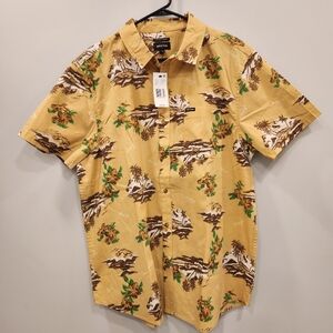 Brixton NWT Tropical Button Up Collared Short Sleeve Tee Men's